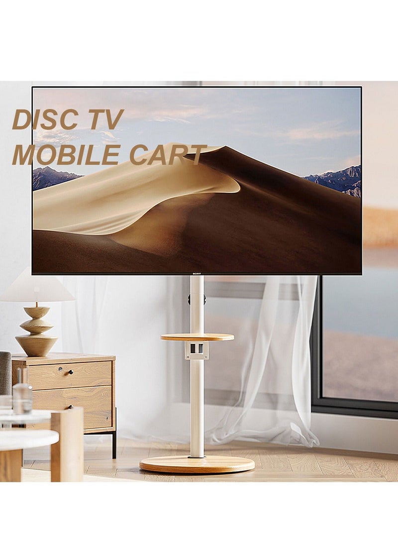 FlashHawk Wooden Floor Monitor Stand with Tray and Wheels – Fits 14–43 Inch Screens – Max Load 20kg - Image 2